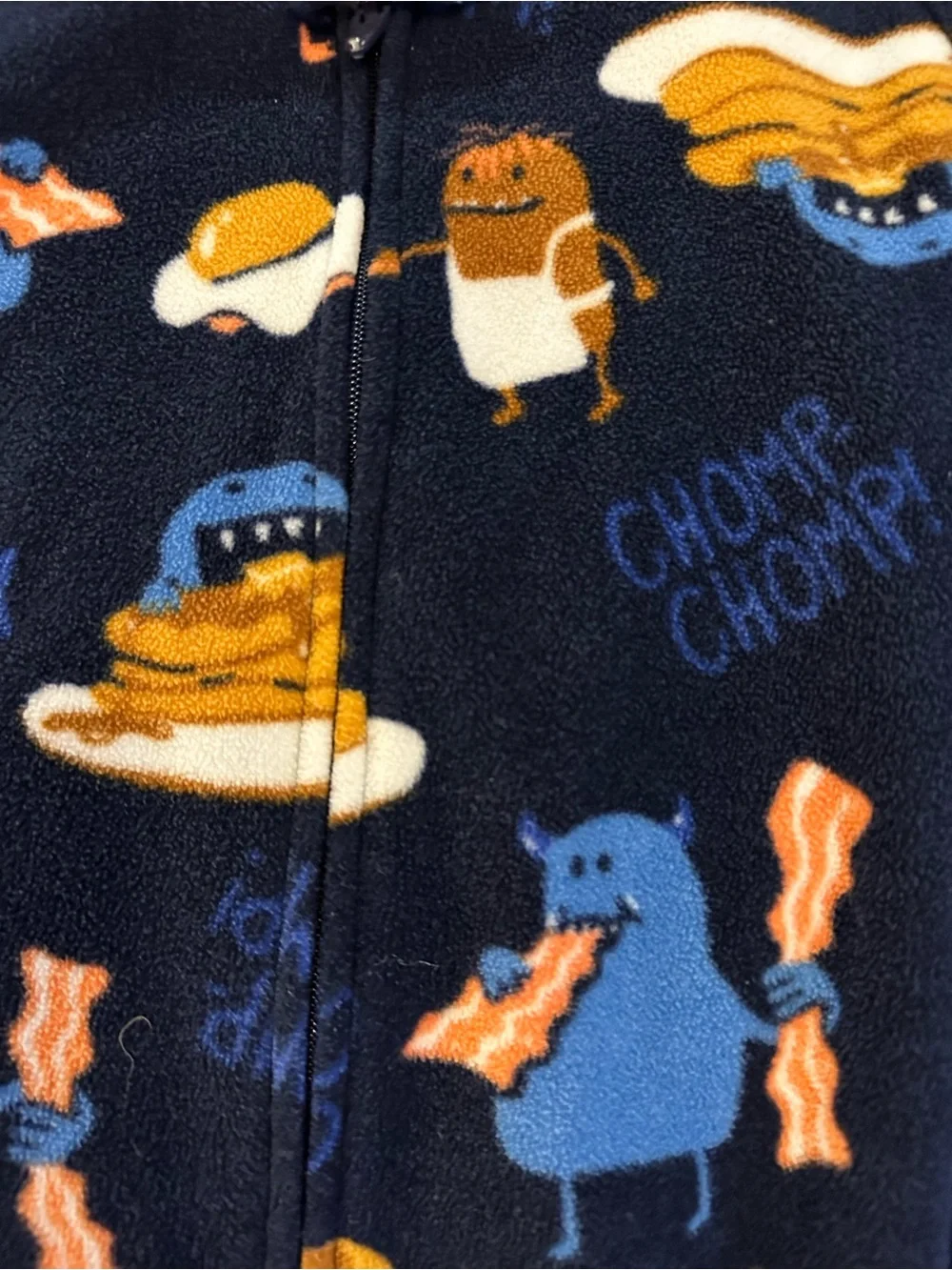 Carter's Navy Blue Fleece Footed Pajamas with Snack Character Print